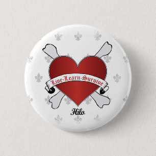 Badge Rond 5 Cm Coeur et os de tisonnier