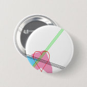 Badge Rond 5 Cm Coeur et rayures (Devant & derrière)