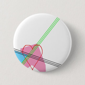 Badge Rond 5 Cm Coeur et rayures
