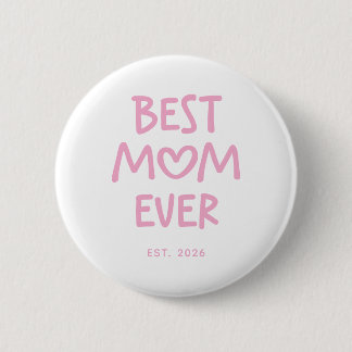 Badge Rond 5 Cm Cœur Fantaisiste Rose Meilleure Maman Ever