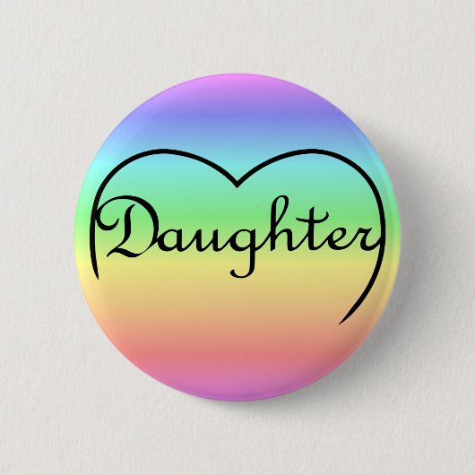 Badge Rond 5 Cm coeur fille arc-en-ciel (Devant)