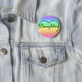 Badge Rond 5 Cm coeur fille arc-en-ciel (En situation)