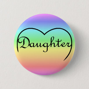 Badge Rond 5 Cm coeur fille arc-en-ciel