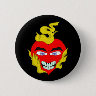 Badge Rond 5 Cm Coeur flamboyant