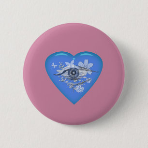 Badge Rond 5 Cm Coeur floral mystique de l'oeil