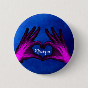 Badge Rond 5 Cm Coeur gris mauve