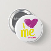 Badge Rond 5 Cm Coeur I je pourpre/jaune (Devant & derrière)