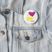 Badge Rond 5 Cm Coeur I je pourpre/jaune (En situation)