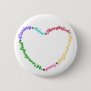 Badge Rond 5 Cm Coeur indiquant dans le bouton de couleur