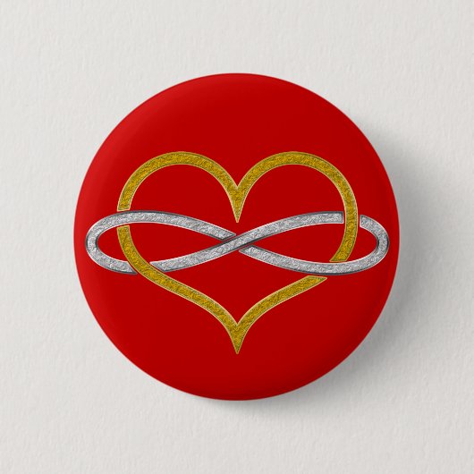 Badge Rond 5 Cm Coeur Infinity Gold Silver (Devant)