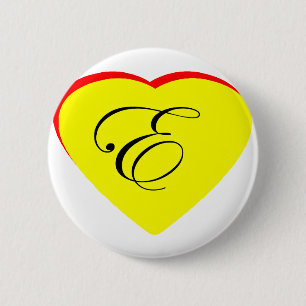 Badge Rond 5 Cm Coeur Jaune Rouge E Faire-part de mariage Le MUSÉE