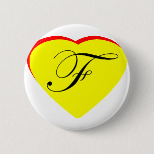 Badge Rond 5 Cm Coeur Jaune Rouge F Faire-part de mariage Le MUSÉE