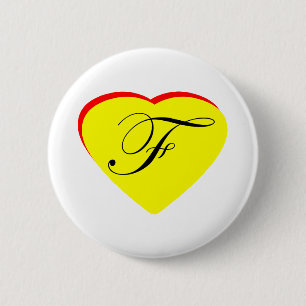 Badge Rond 5 Cm Coeur Jaune Rouge F Faire-part de mariage Le MUSÉE