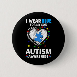 Badge Rond 5 Cm Coeur Je Porte Du Bleu Pour Mon Fils Sensibilisati
