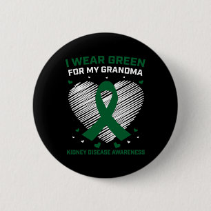 Badge Rond 5 Cm Coeur Je Porte Le Vert Pour Ma Grand-Mère Maladie