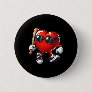 Badge Rond 5 Cm Coeur jouer au baseball drôle Saint Valentin Févri