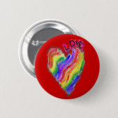 Badge Rond 5 Cm Coeur lesbien gai "amour " d'arc-en-ciel (Devant & derrière)