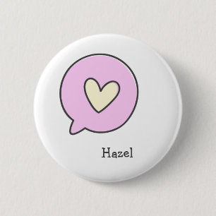 Badge Rond 5 Cm Coeur mignon - Bouton Nom d'enfant personnalisé