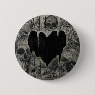 Badge Rond 5 Cm Coeur morne Valentine gothique