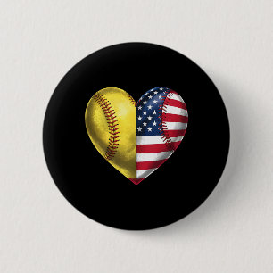 Badge Rond 5 Cm Cœur mou américain Drapeau américain 4 juillet Cœu