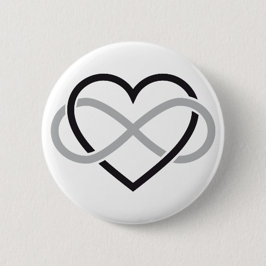 Badge Rond 5 Cm Coeur noir avec le signe d'infini (Devant)