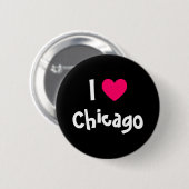 Badge Rond 5 Cm Coeur noir blanc et rose J'aime Chicago (Devant & derrière)