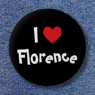 Badge Rond 5 Cm Cœur noir blanc et rouge Je t'aime Florence
