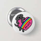 Badge Rond 5 Cm Coeur noir d'arc-en-ciel de Labrador (Devant & derrière)