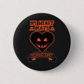 Badge Rond 5 Cm Coeur noir Halloween Citrouille mal visage Éffraya (Devant)