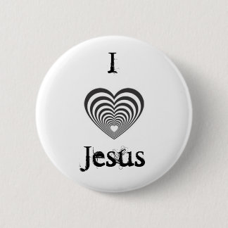 Badge Rond 5 Cm coeur noir rayé, IJesus