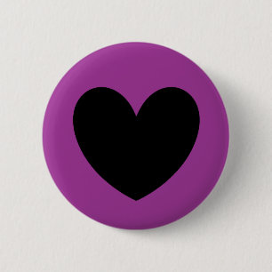 Badge Rond 5 Cm Coeur noir sur violet