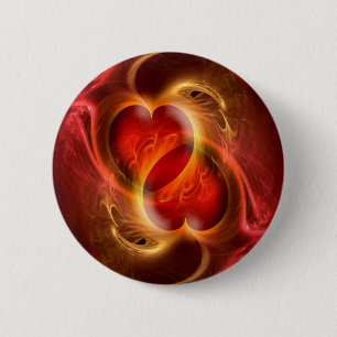 Badge Rond 5 Cm Coeur par coeur dans l'amour