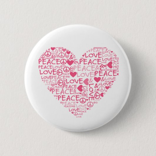 Badge Rond 5 Cm Coeur peace et love (Devant)