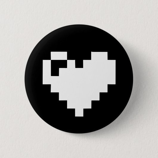 Badge Rond 5 Cm Coeur Pixel (Devant)