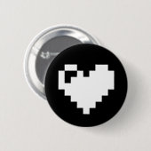 Badge Rond 5 Cm Coeur Pixel (Devant & derrière)