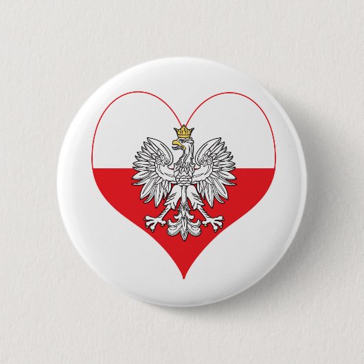Badge Rond 5 Cm Coeur polonais d'Eagle (Devant)