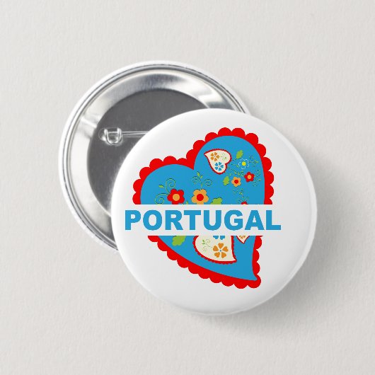 Badge Rond 5 Cm Coeur portugais joyeux (Devant & derrière)