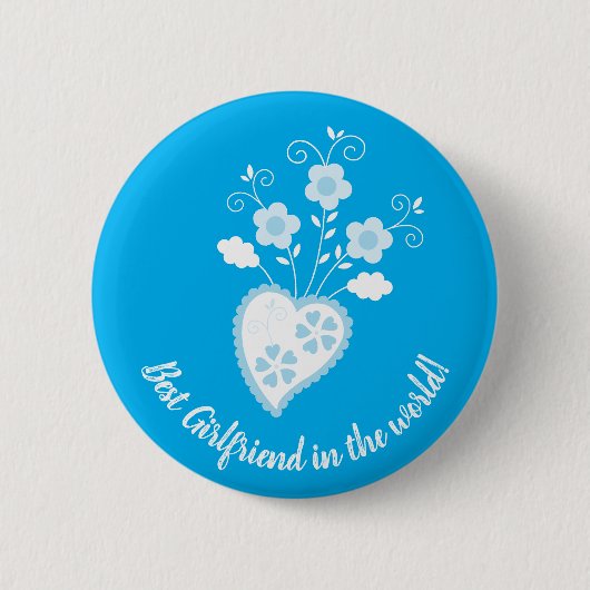 Badge Rond 5 Cm Coeur romantique bleu portugais (Devant)