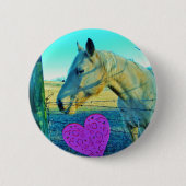 Badge Rond 5 Cm Coeur rose et Cheval jaune (Devant)
