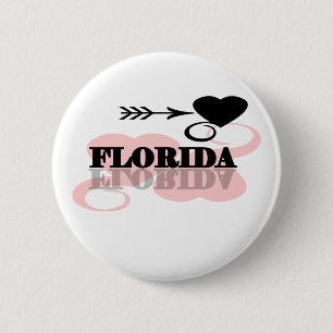 Badge Rond 5 Cm Coeur rose la Floride