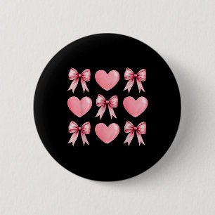 Badge Rond 5 Cm Coeur rose mignon Coquette Bow Valentines Journée