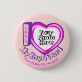 Badge Rond 5 Cm Coeur rose mou mignon J'aime Mon copain (Devant)