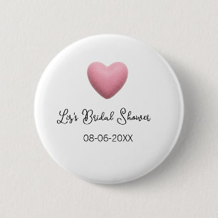 Badge Rond 5 Cm Cœur rose pastel rétro date de baby shower bohème 