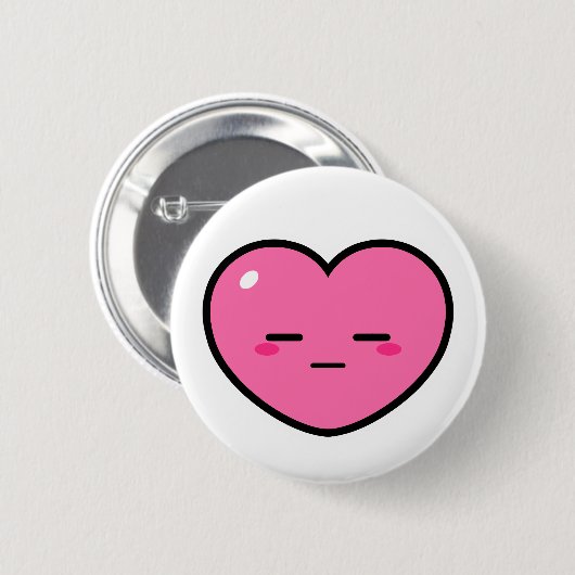 Badge Rond 5 Cm Coeur rose sans expression (Devant & derrière)