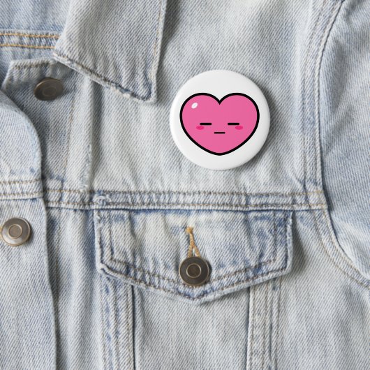 Badge Rond 5 Cm Coeur rose sans expression (En situation)