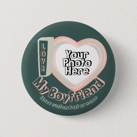 Badge Rond 5 Cm Coeur rose vert J'aime Mon copain (Devant)