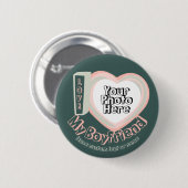 Badge Rond 5 Cm Coeur rose vert J'aime Mon copain (Devant & derrière)