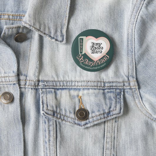 Badge Rond 5 Cm Coeur rose vert J'aime Mon copain (En situation)