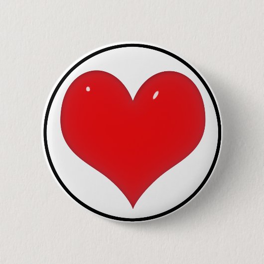 Badge Rond 5 Cm Coeur rouge brillant (Devant)