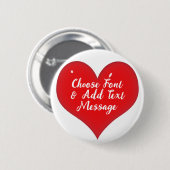 Badge Rond 5 Cm Coeur rouge brillant (Devant & derrière)